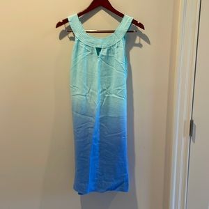 Summer linen dress. Ombré turquoise and blue.